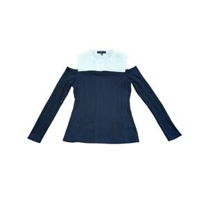 Tosia ribbed cold shoulder color block long sleeve shirt womens medium‎ classic